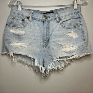Distressed Light Blue Denim Shorts